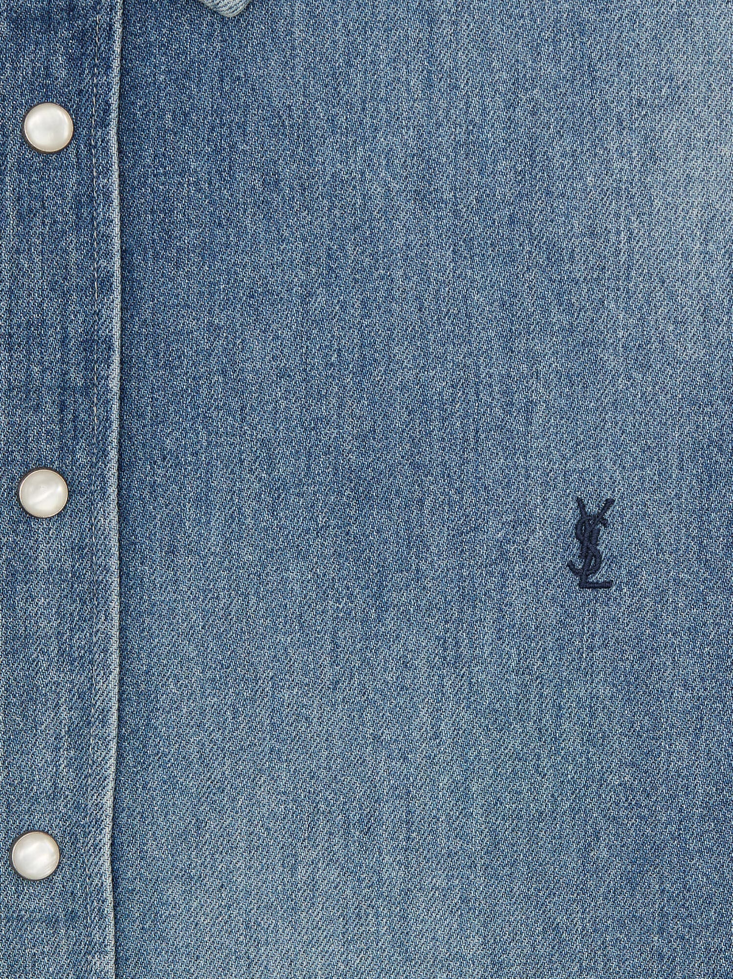 Saint Laurent Cassandre Horizon Blue Denim Shirt