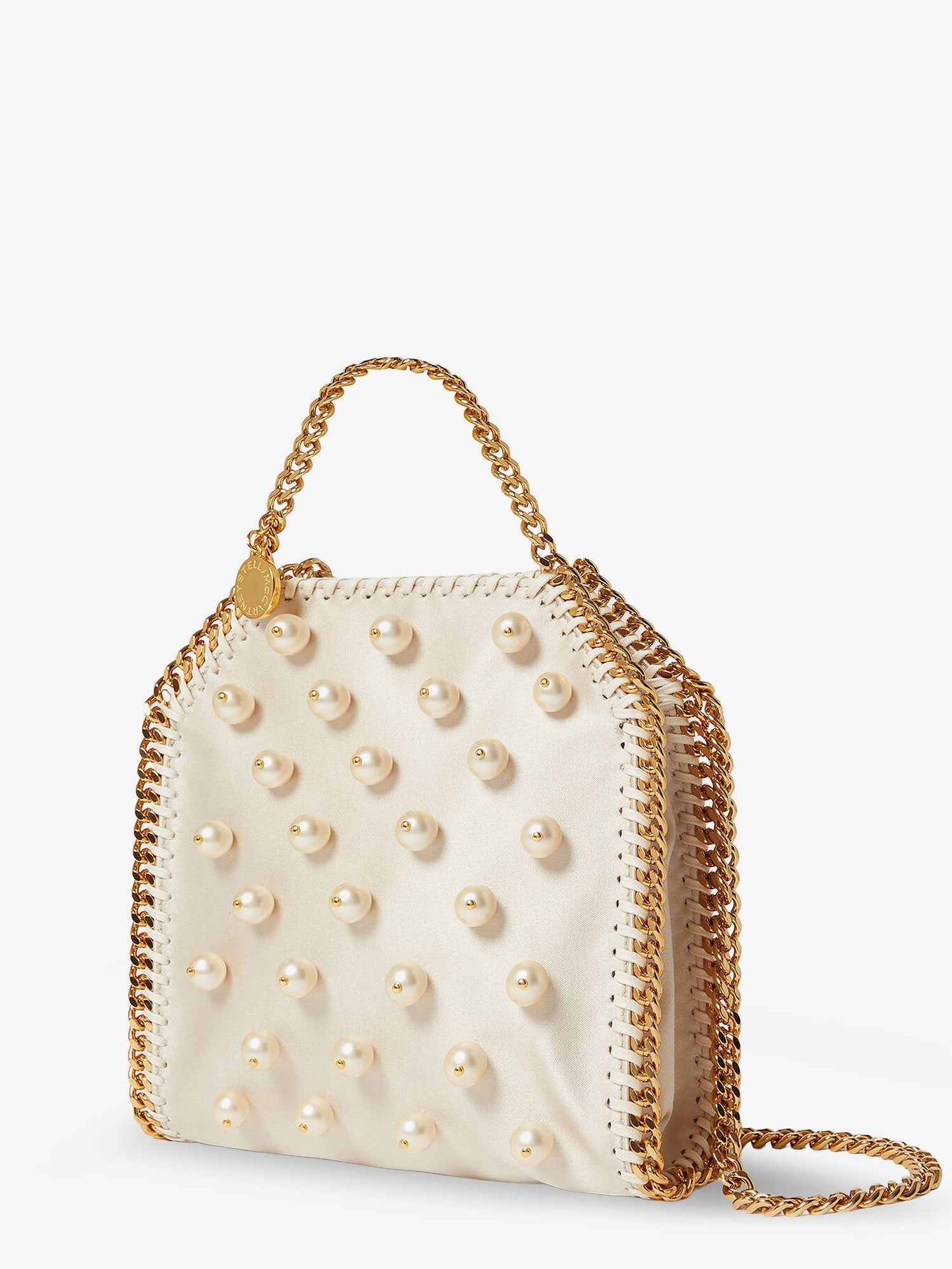 Stella Mccartney Falabella Satin Crossbody Bag With Vegan Pearl Detail