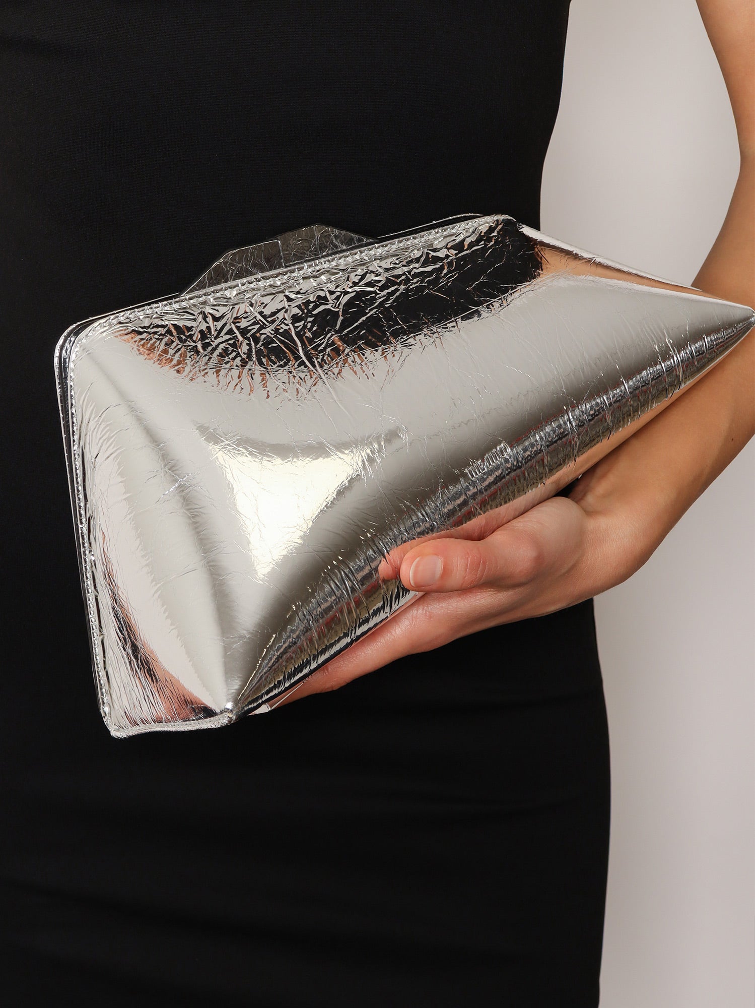 The Attico 8.30 Pm Laminated Leather Clutch Bag With Logo Engraved On The Bottom