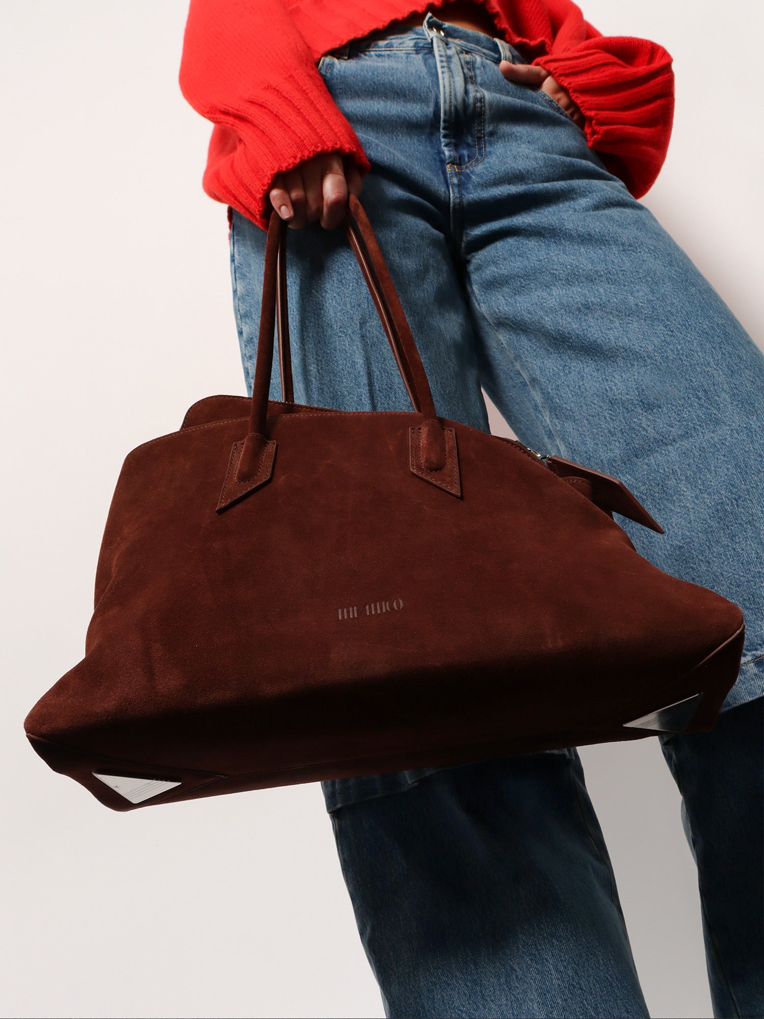 The Attico La Passeggiata Suede Shoulder Bag
