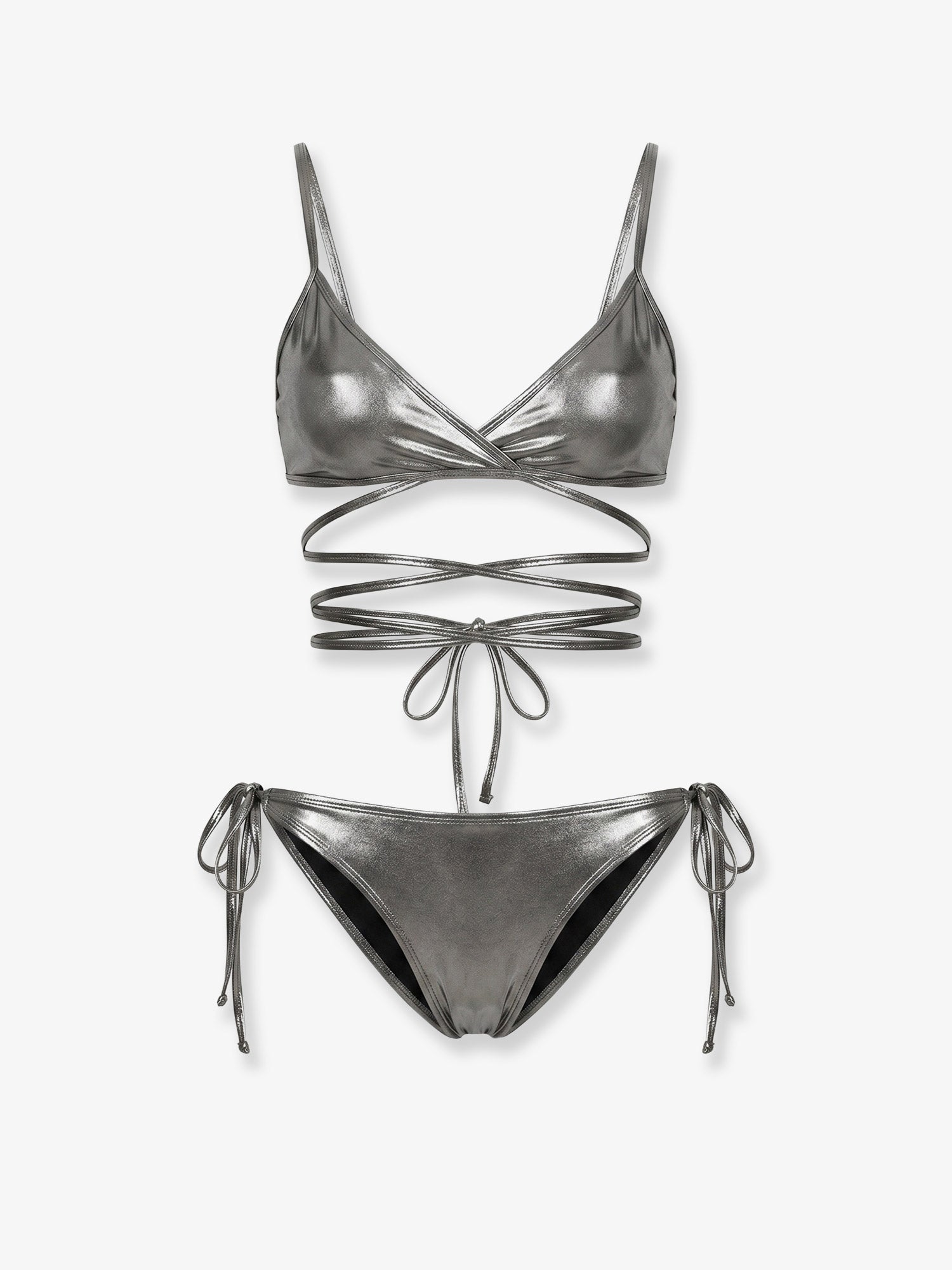 The Attico The Attico Il Primo Bagno Lycra Bikini With A Metallic Effect