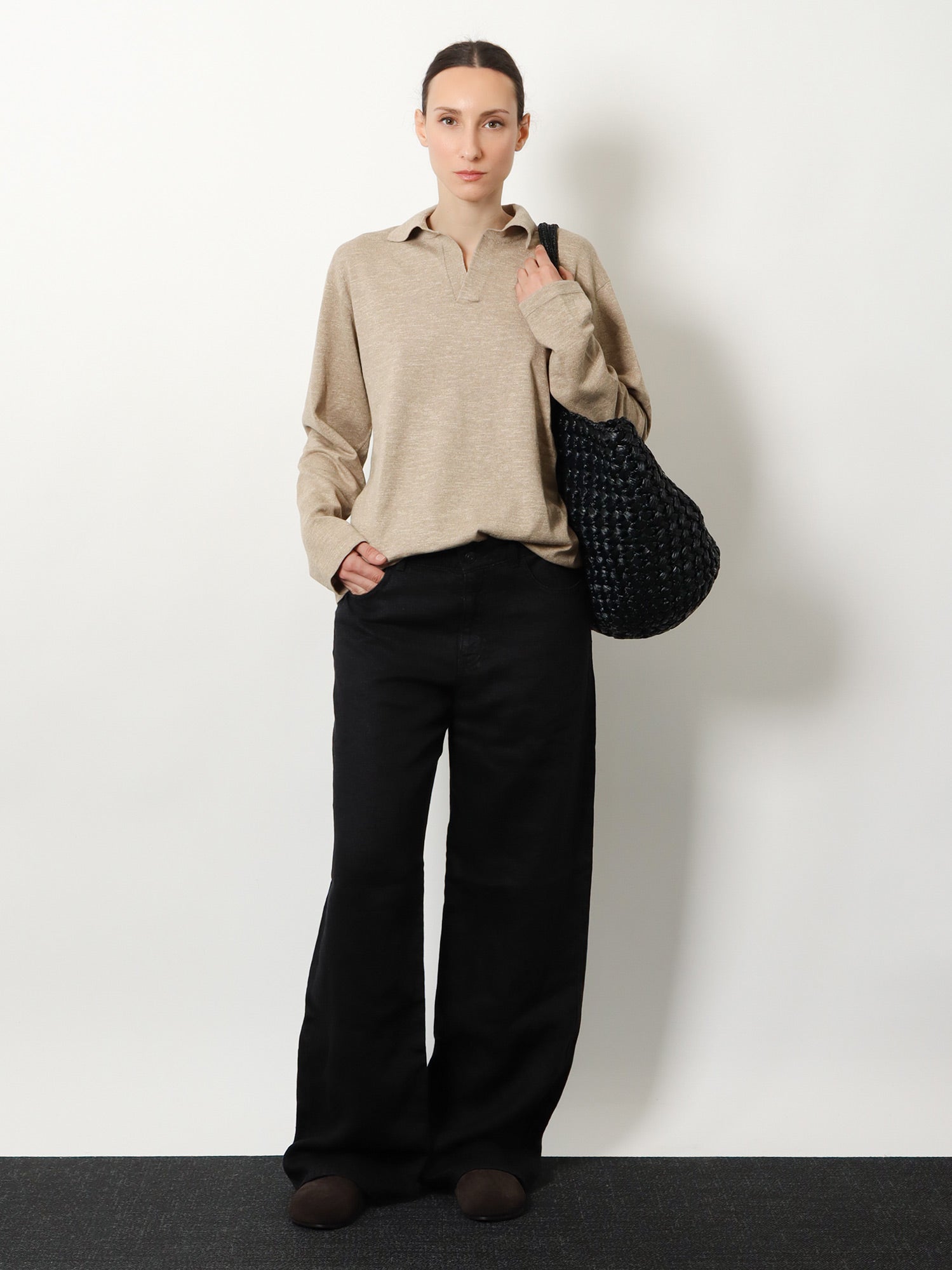 The Row Niosa Polo Shirt In Cotton And Linen