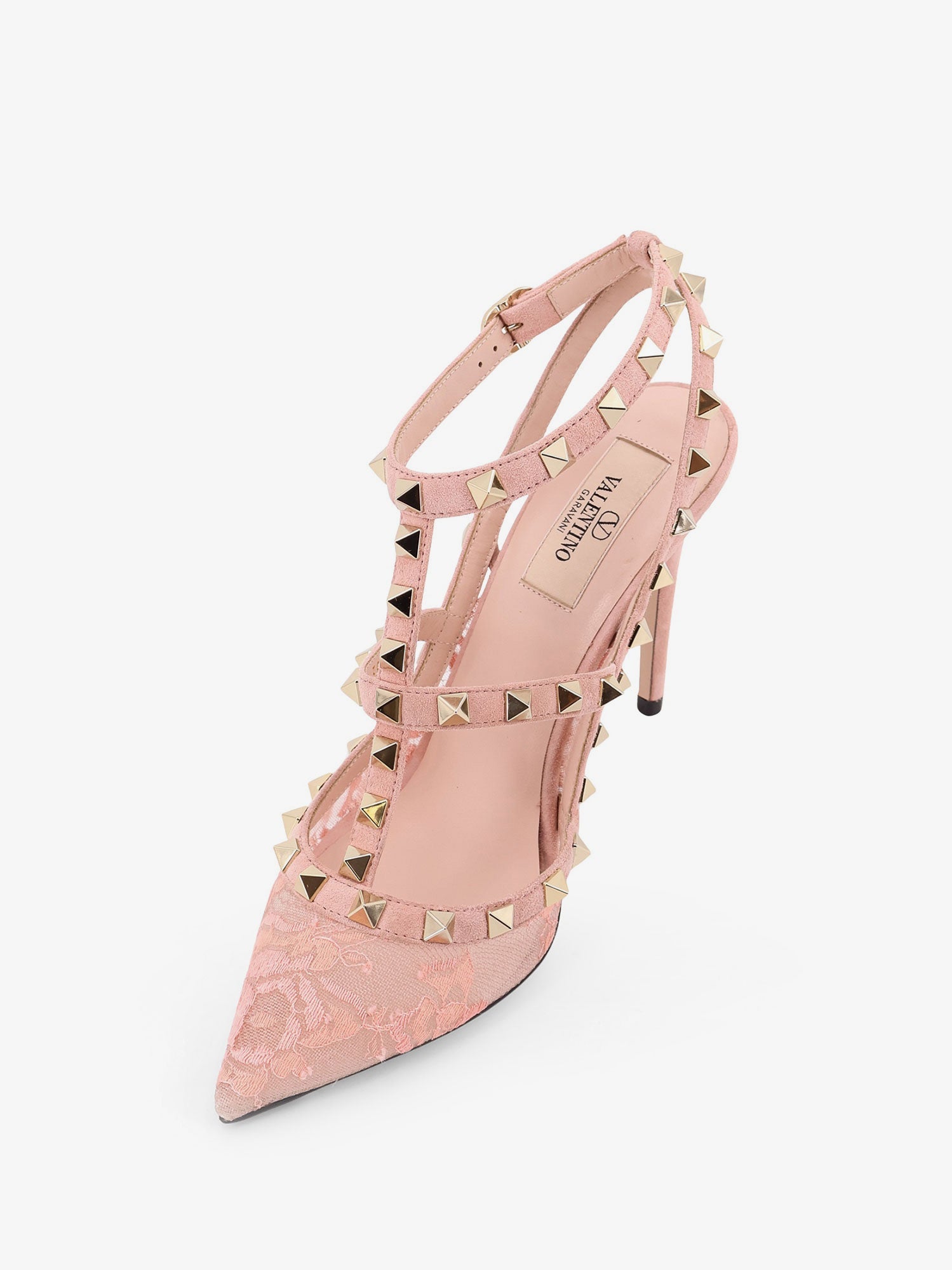 Valentino Rockstud Suede And Lace Pumps