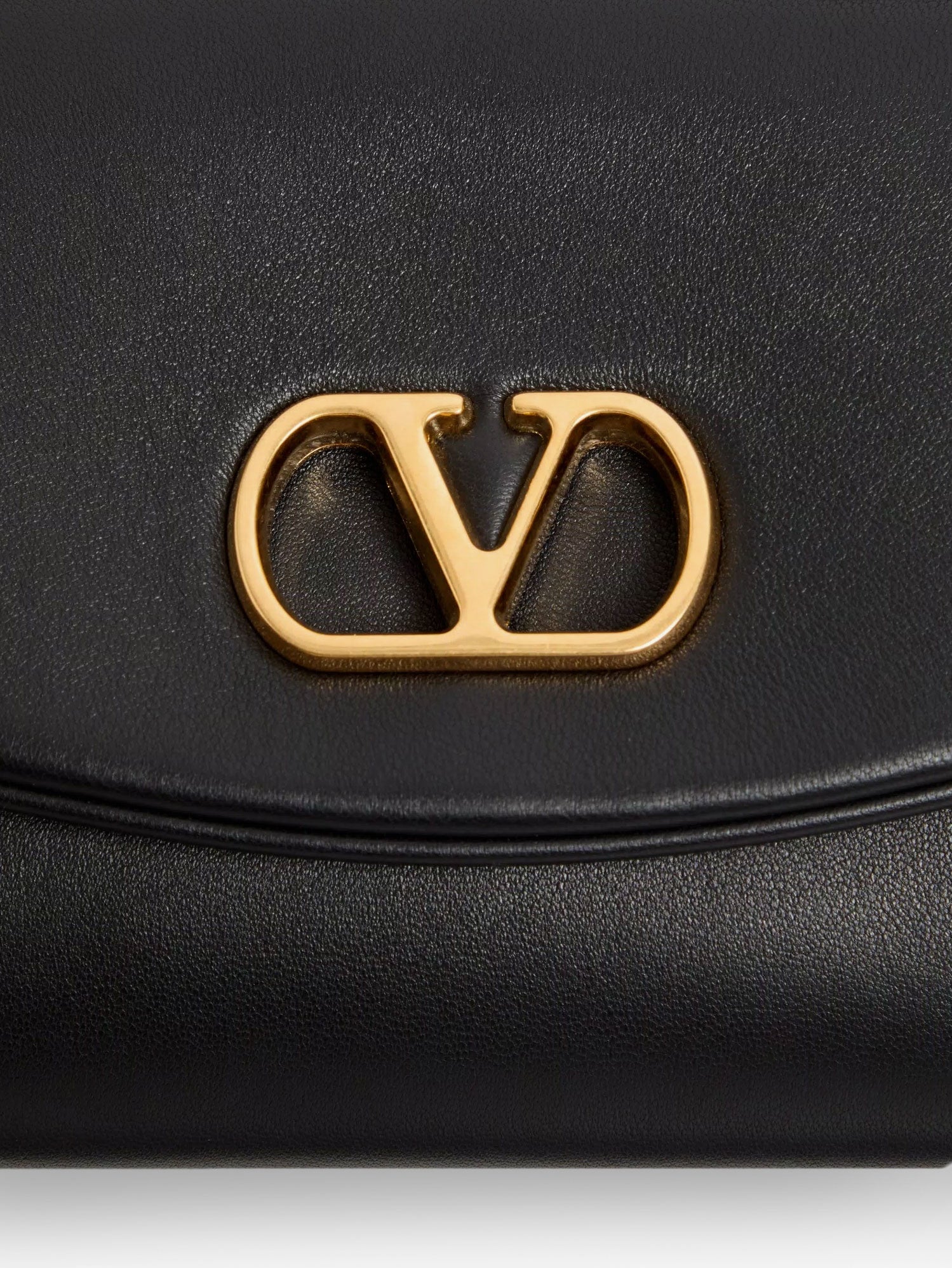 Valentino Devain Leather Shoulder Bag With Metal Vlogo Signature