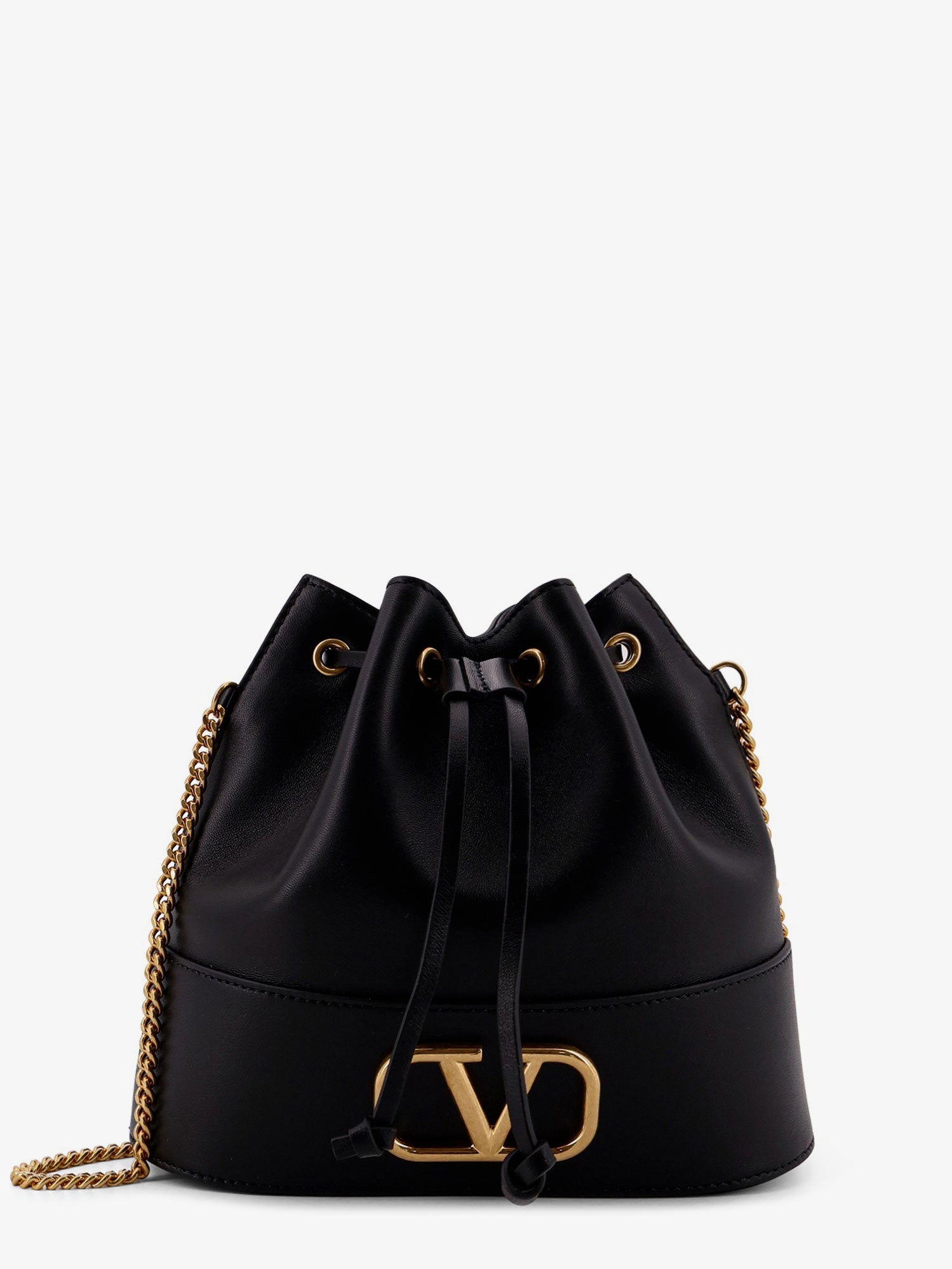 Valentino Leather Bucket Bag With Vlogo Signature