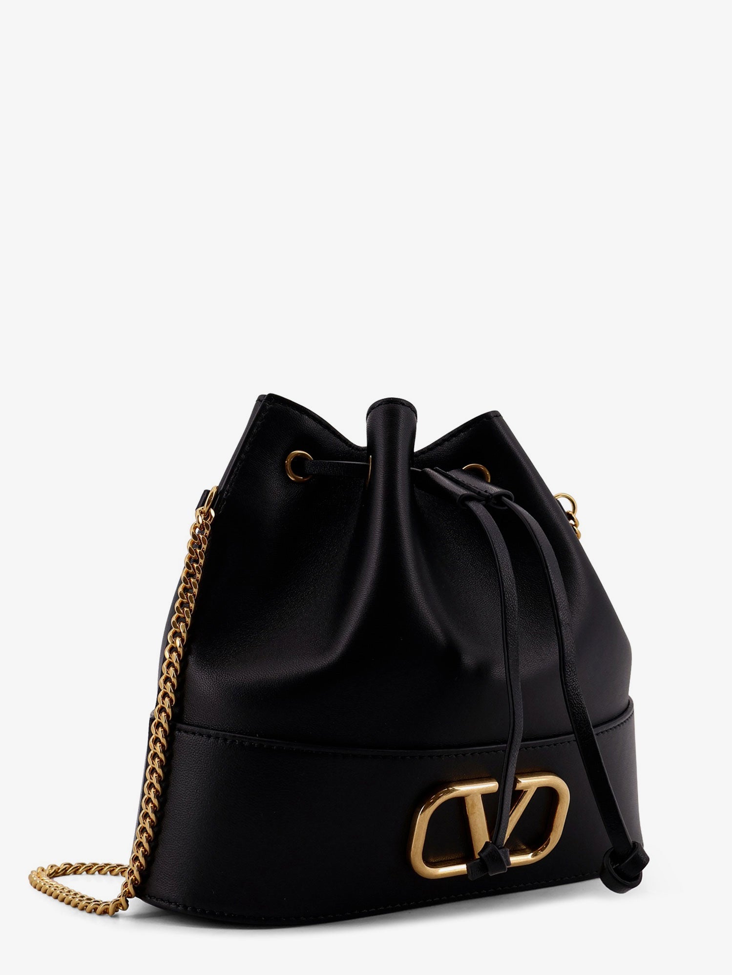 Valentino Leather Bucket Bag With Vlogo Signature