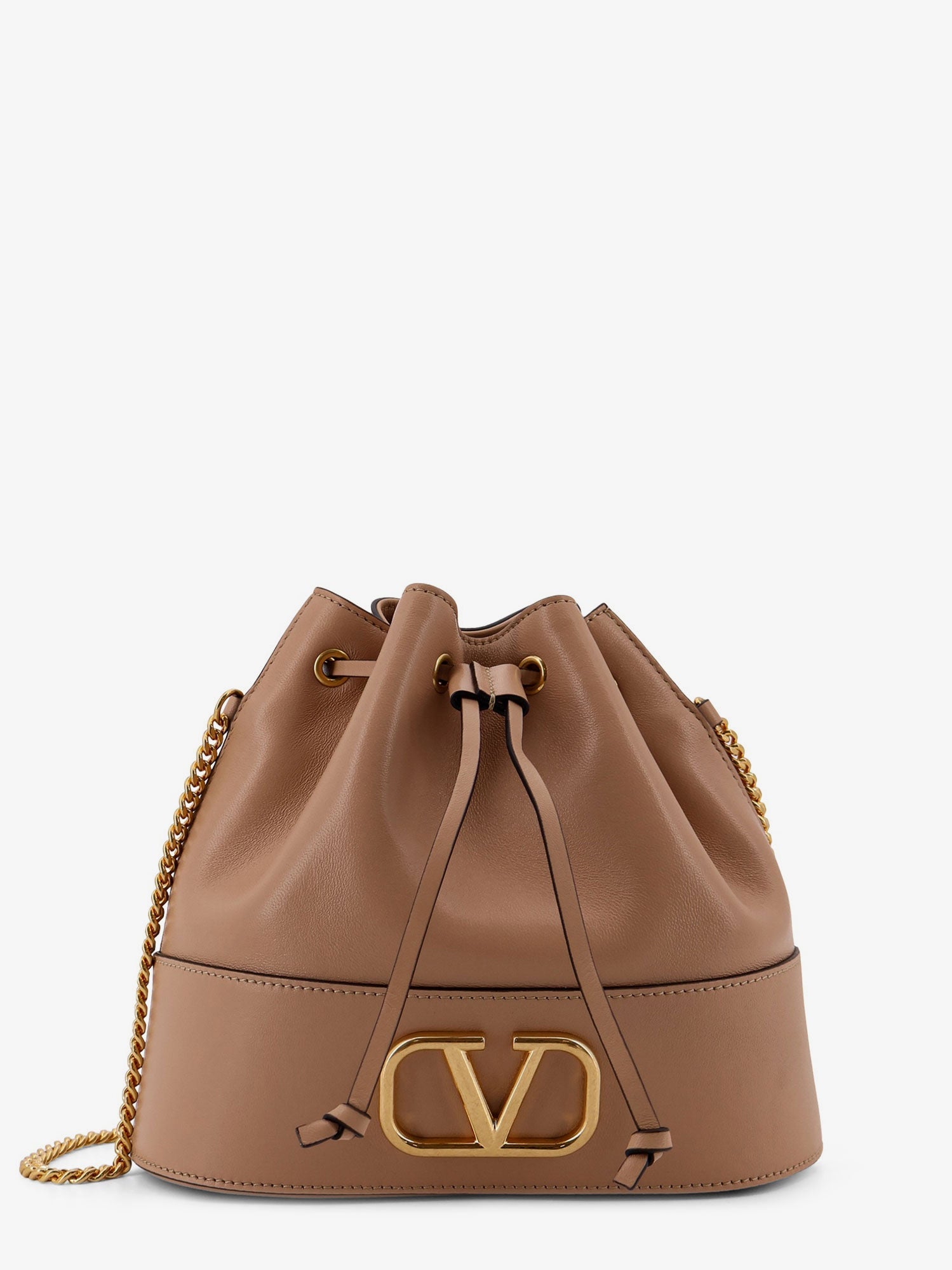 Valentino Leather Bucket Bag With Vlogo Signature