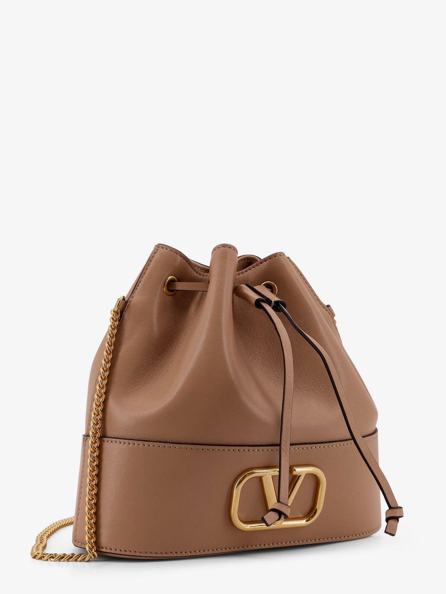 Valentino Leather Bucket Bag With Vlogo Signature