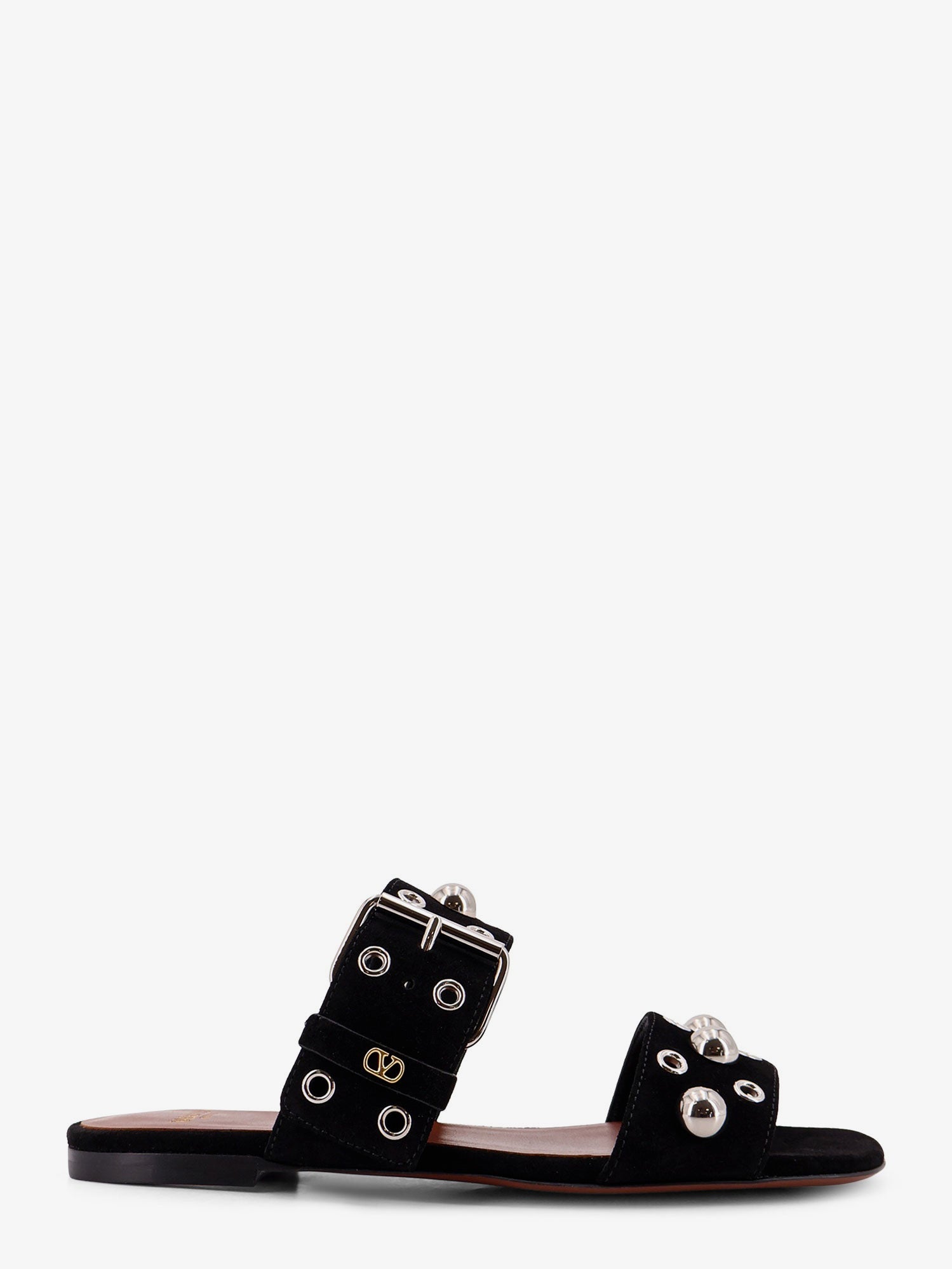 Valentino Suede Sandals With Side Metal Vlogo