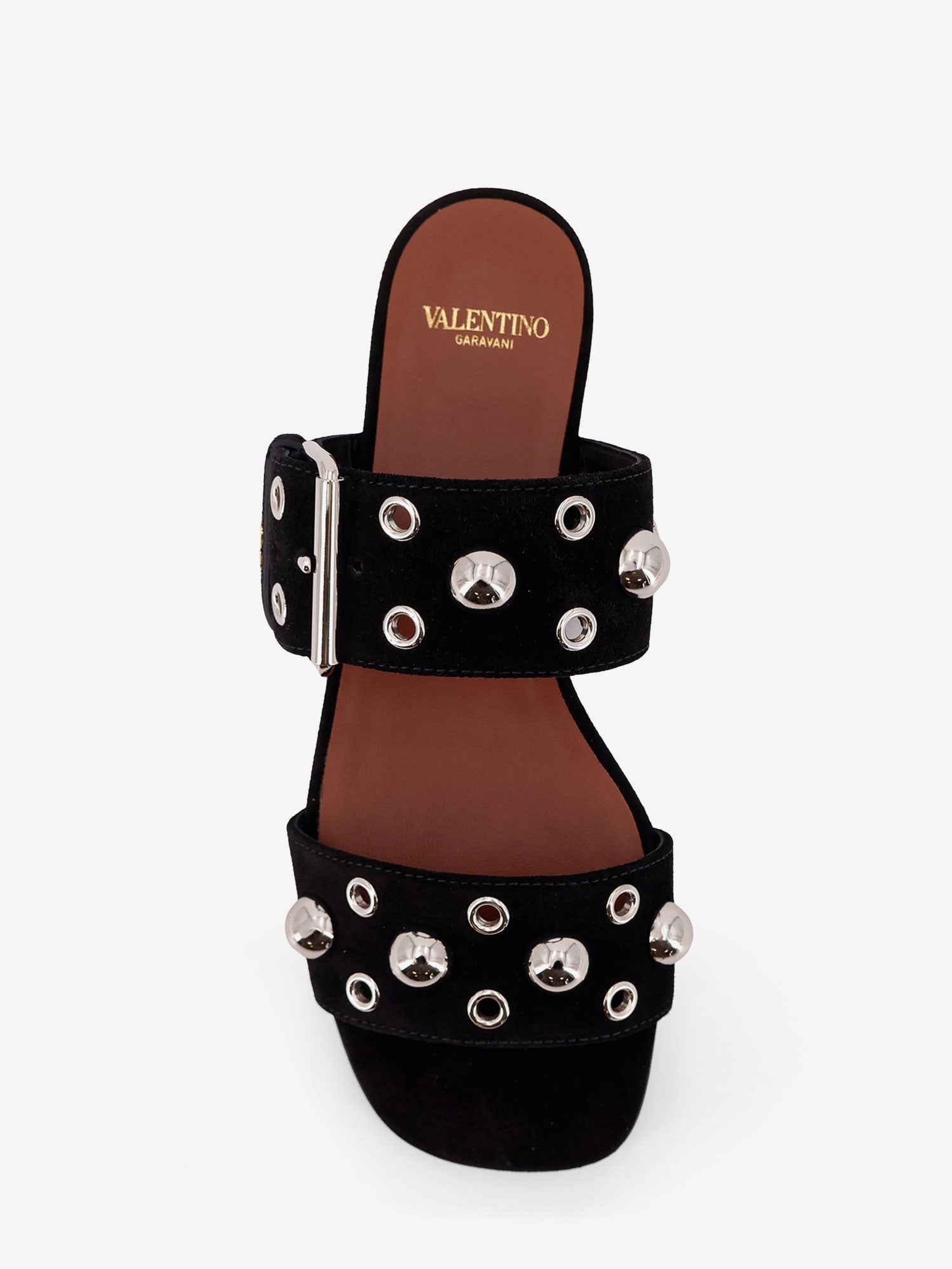 Valentino Suede Sandals With Side Metal Vlogo