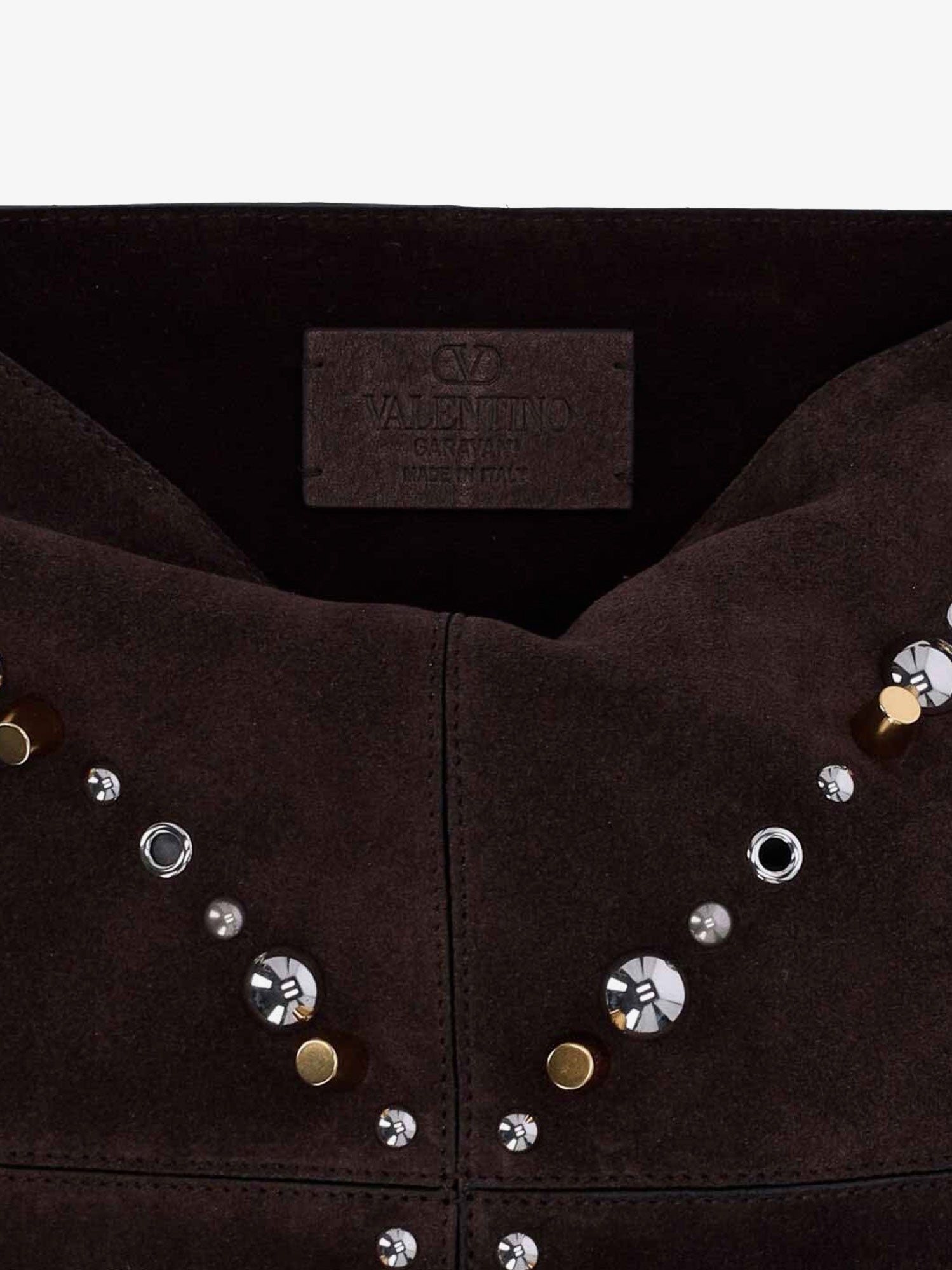 Valentino Suede Shoulder Bag With Fringes And Metal Details