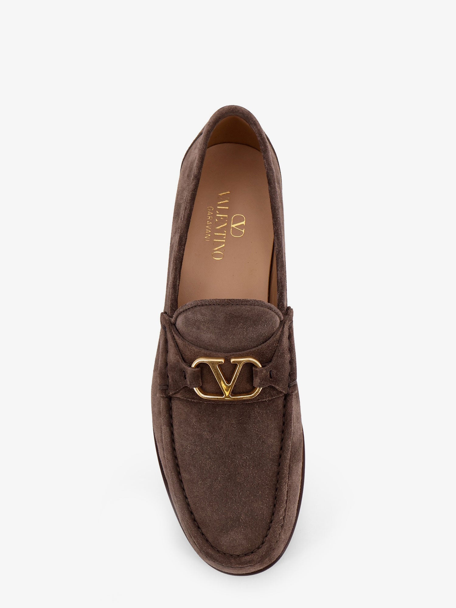 Valentino Suede Loafers With Metal Vlogo Signature