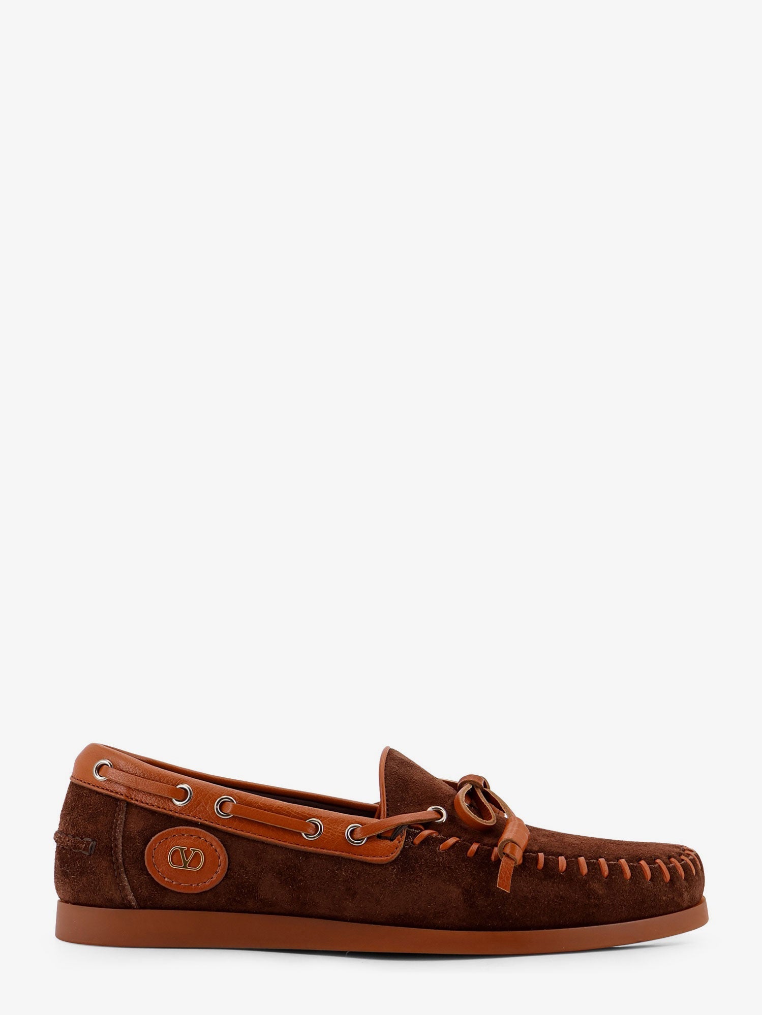 Valentino Palm Avenue Leather And Suede Boat Shoe