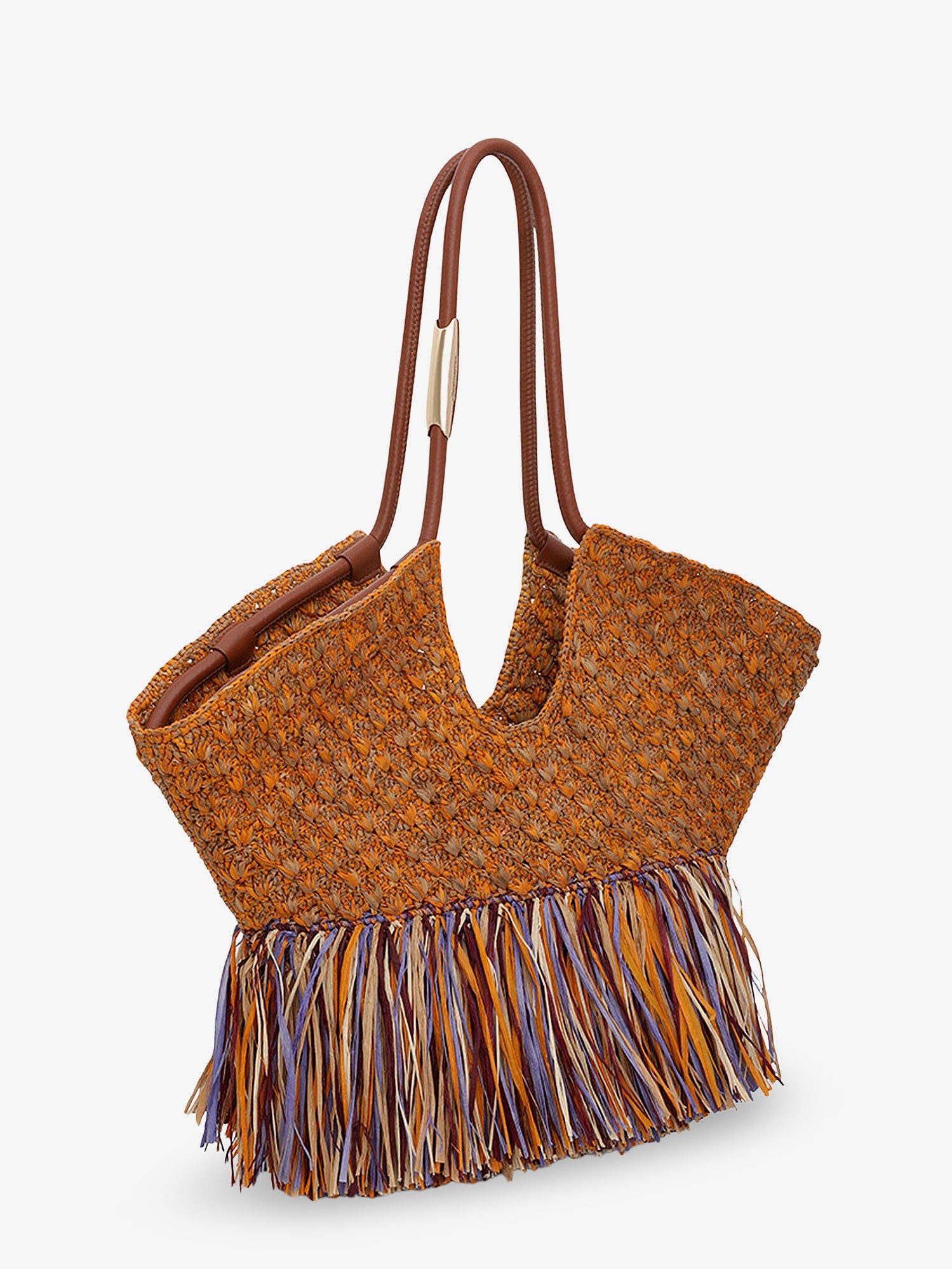 Zimmermann Golden Time Rafia Shoulder Bag With Fringe