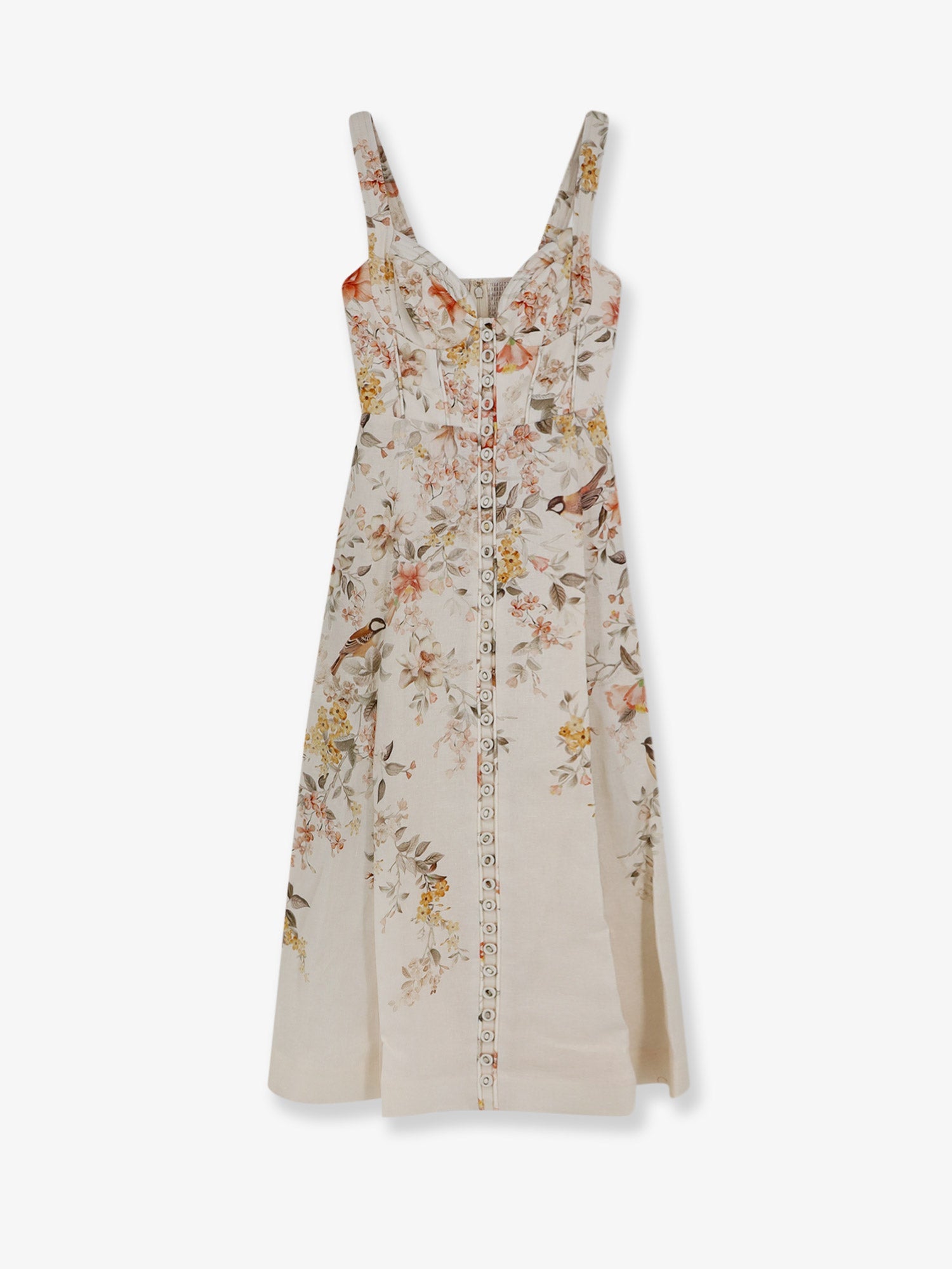 Zimmermann Luna Linen Midi Dress With All-over Floral Print