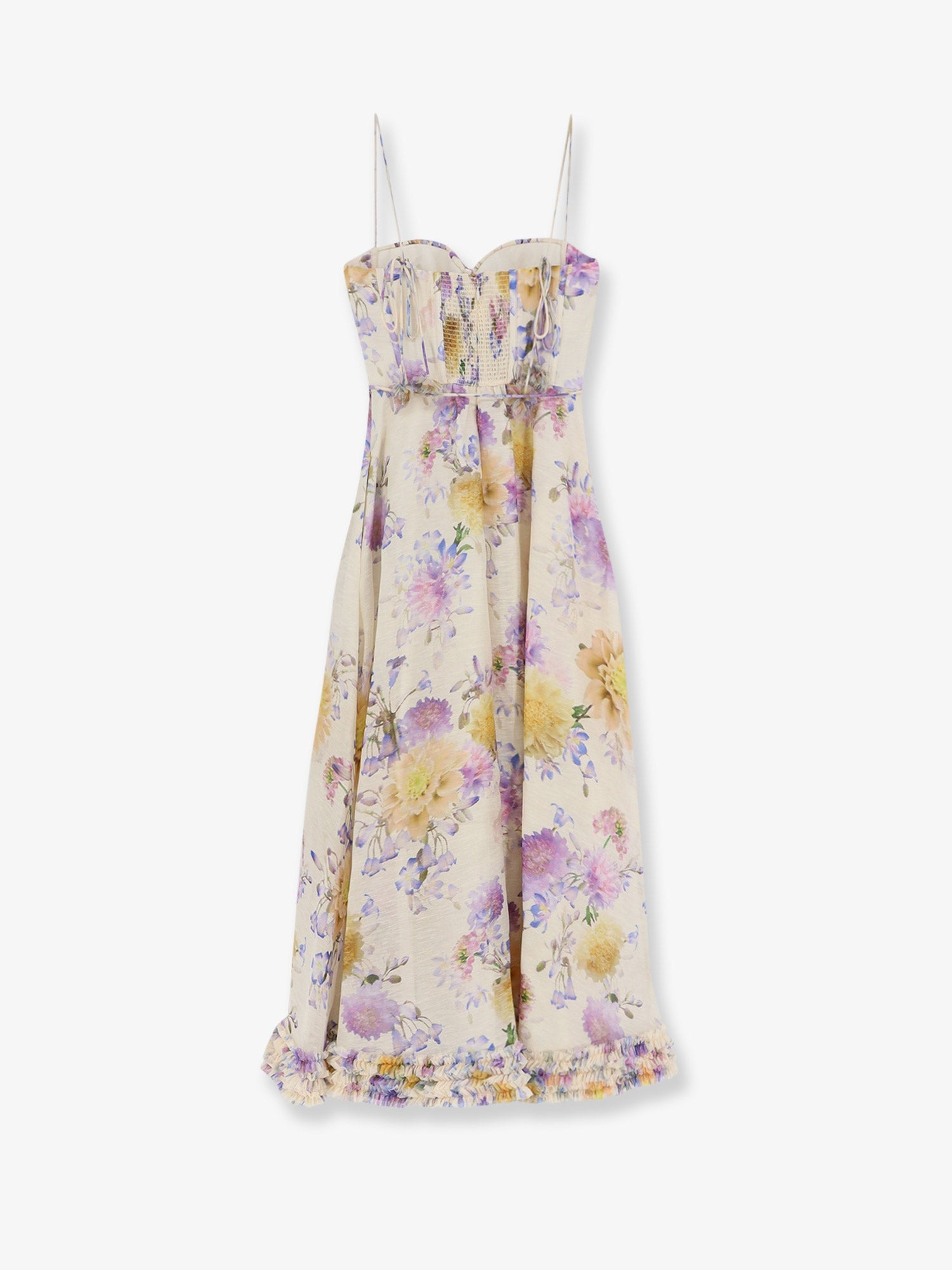 Zimmermann Luna Silk And Linen Blend Midi Dress