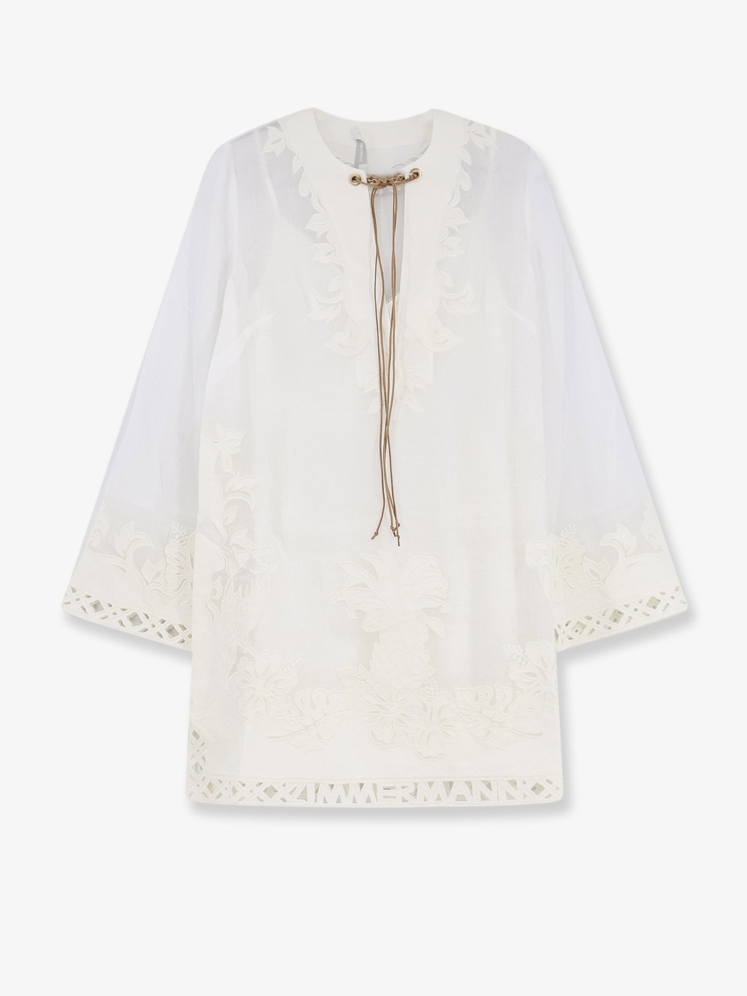 Zimmermann Indra Ramie Long Dress With All-over Embroidery