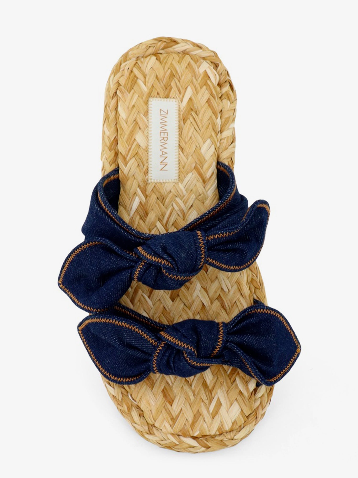Zimmermann Carousel Raffia And Denim Sandals