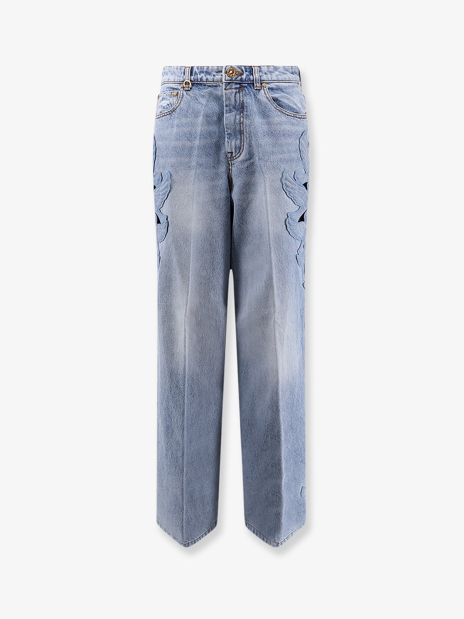 Zimmermann Alchemy Applique Relaxed Flare Blue Denim Jeans