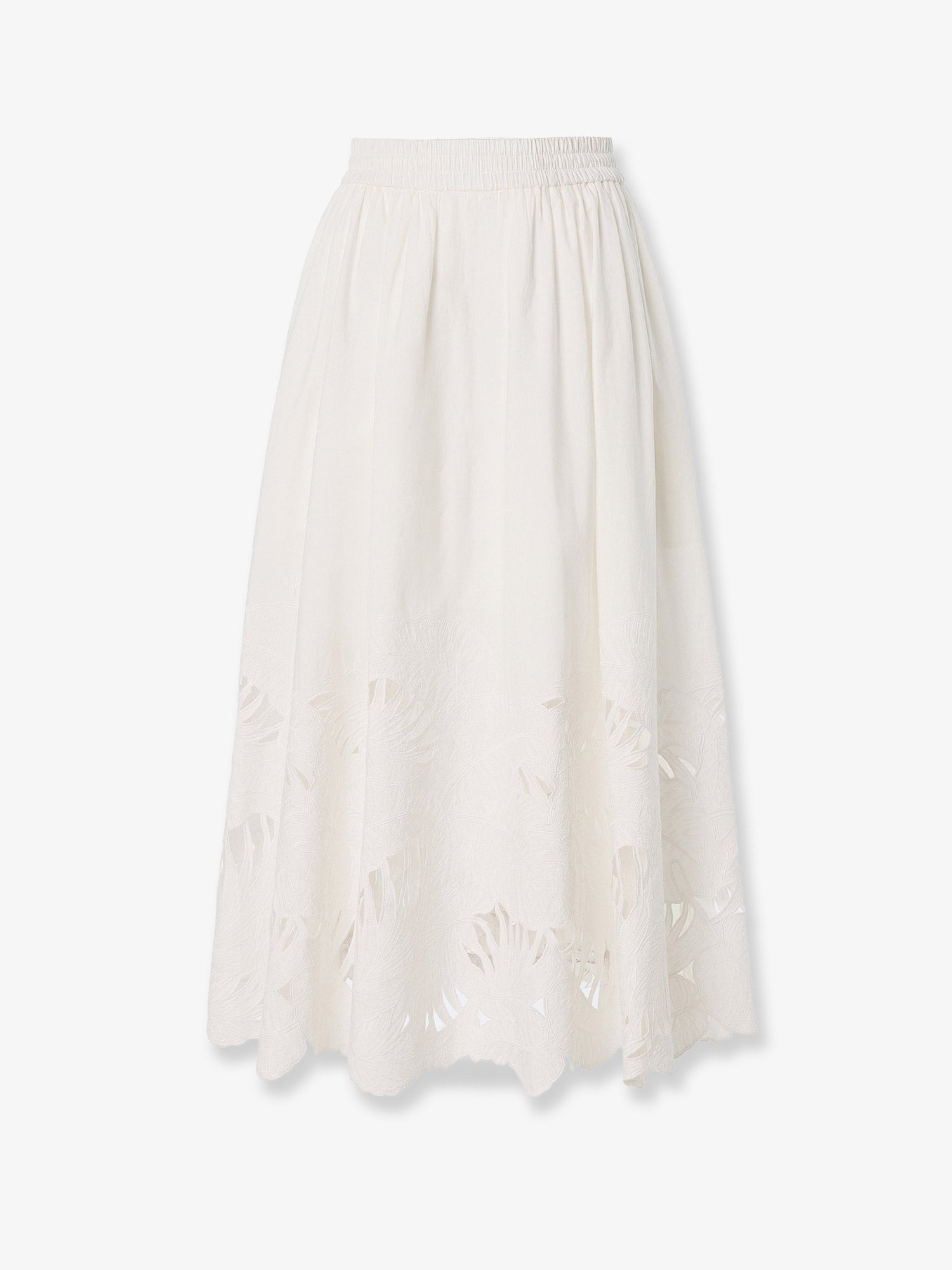 Zimmermann Mahon Cotton Skirt With Embroidered Detail On The Bottom
