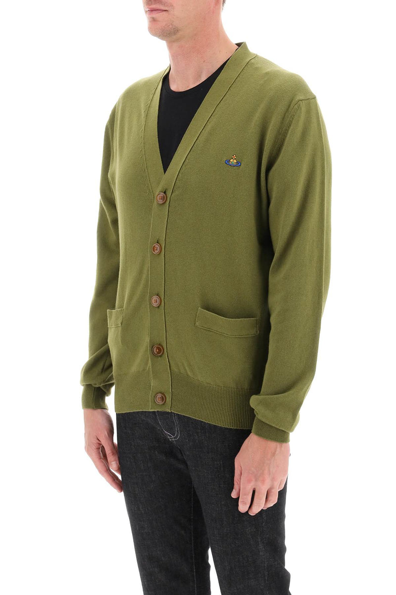 Vivienne Westwood Cardigan With Orb Embroidery Green