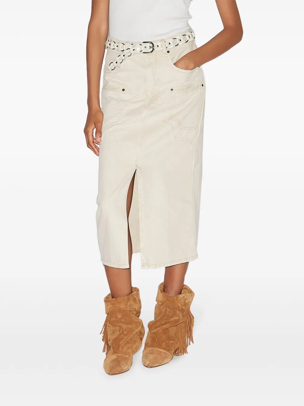 Isabel Marant Britt Stitched Denim Midi Skirt