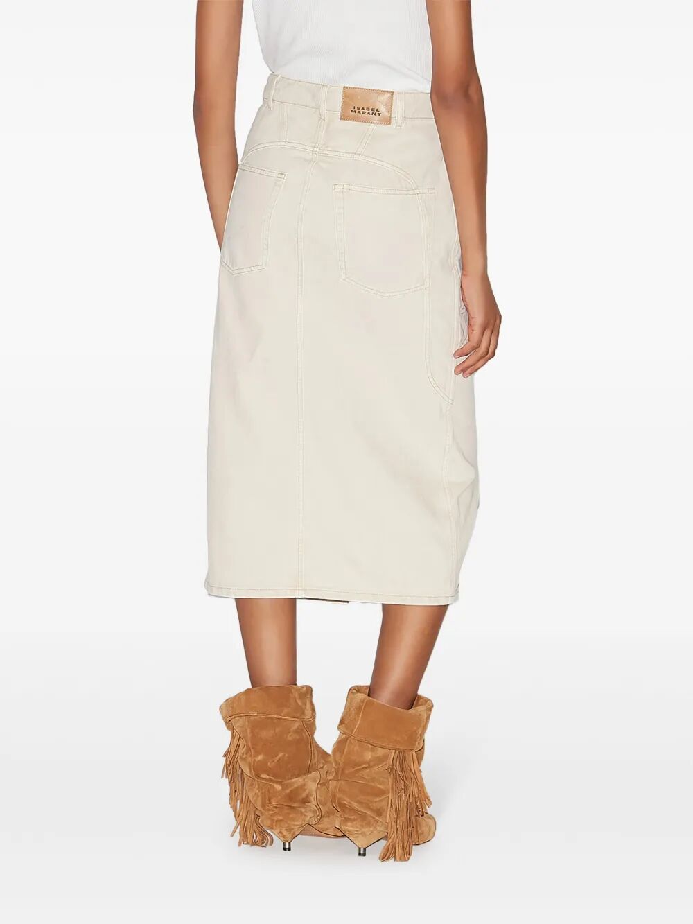 Isabel Marant Britt Stitched Denim Midi Skirt