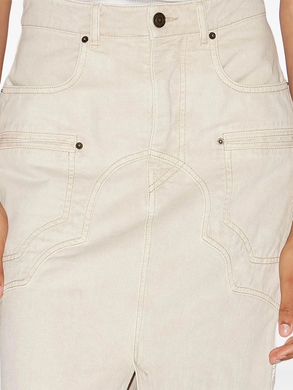 Isabel Marant Britt Stitched Denim Midi Skirt