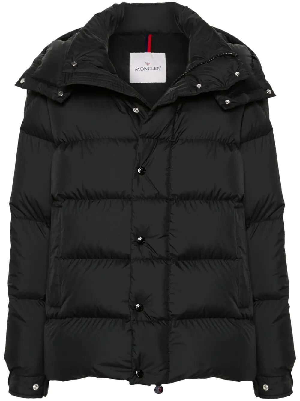 Moncler Long Little Down Jacket With Square Quilting And Hood
