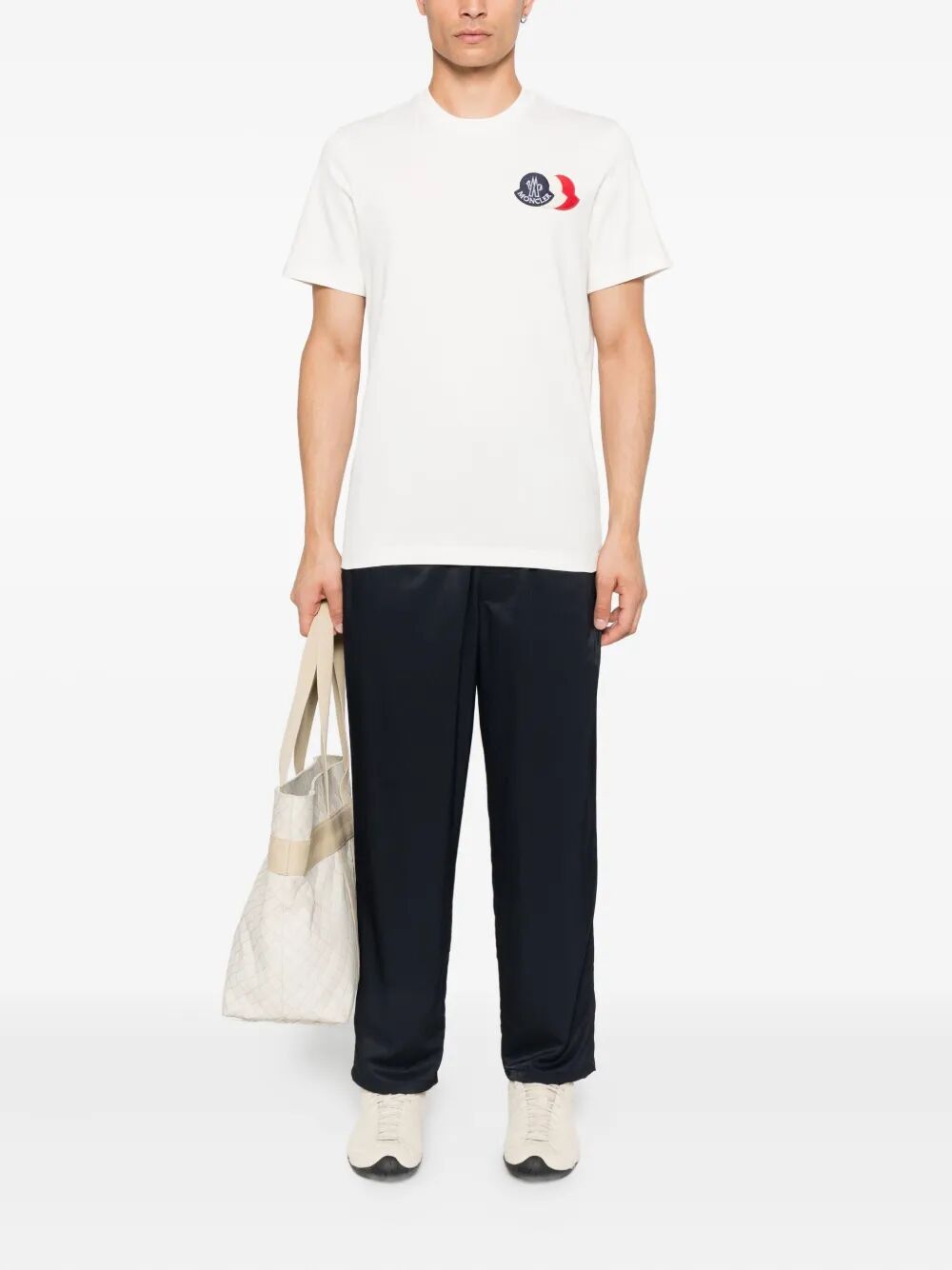 Moncler Cotton T-shirt With Embroidered Tricolor Logo