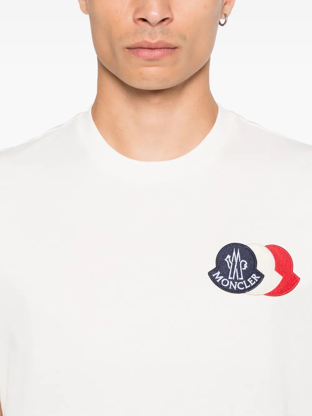 Moncler Cotton T-shirt With Embroidered Tricolor Logo