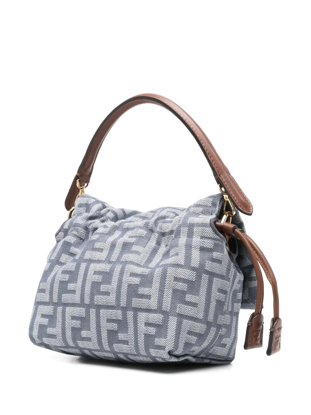 Fendi Denim-effect Ff Jacquard Mamma Baguette Small Bag