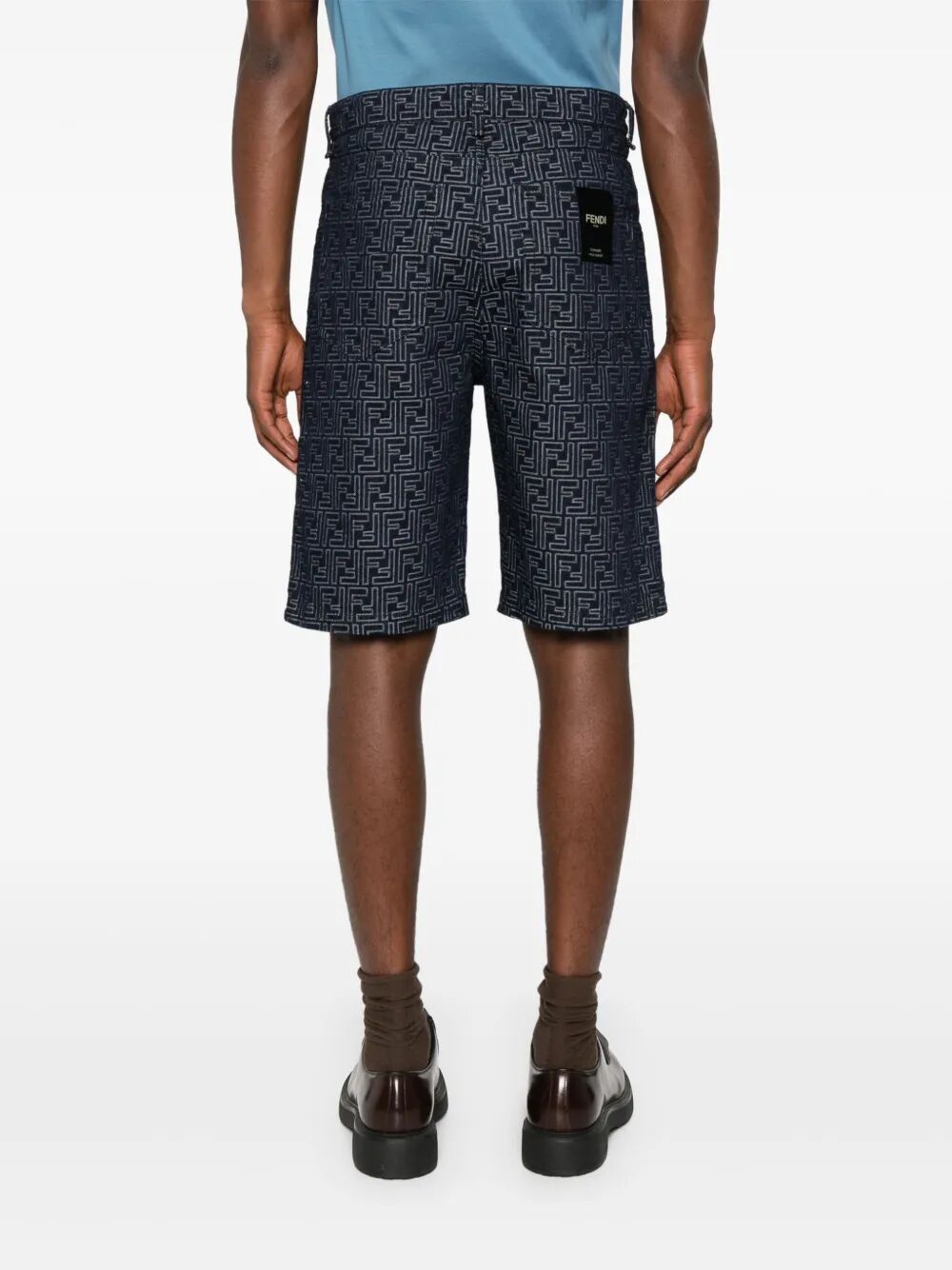 Fendi Ff Jacquard Denim Shorts