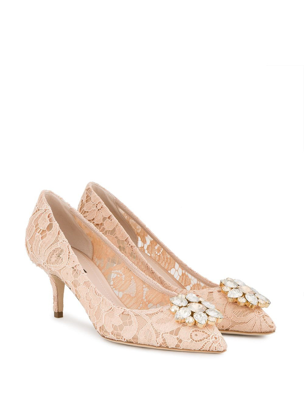 Dolce & Gabbana Lace Rainbow Pumps With Brooch Detailing