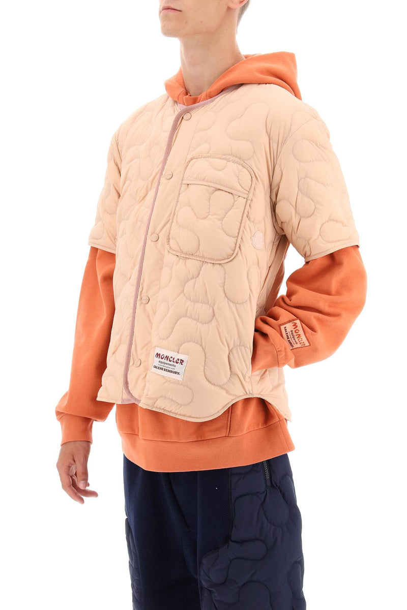 Moncler Short-Sleeved Quilted Jacket Pink