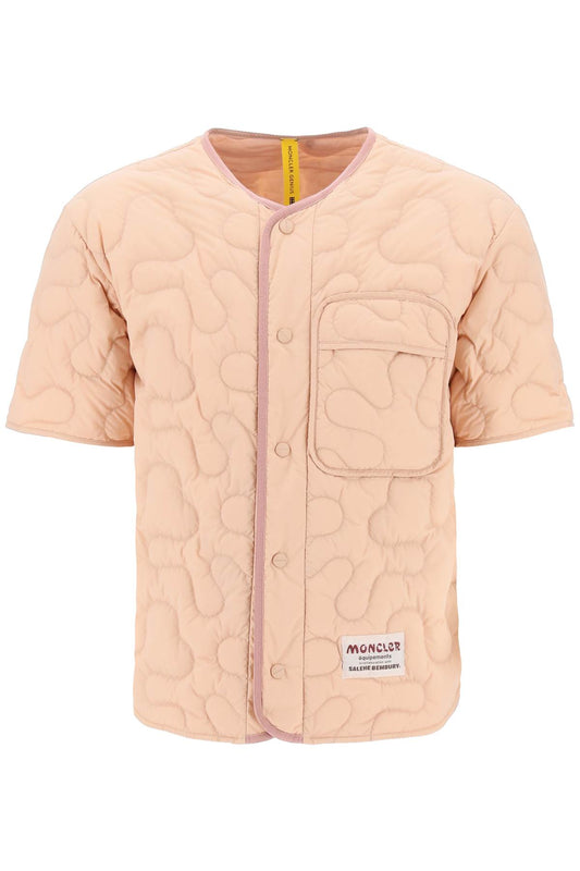 Moncler Short-Sleeved Quilted Jacket Pink