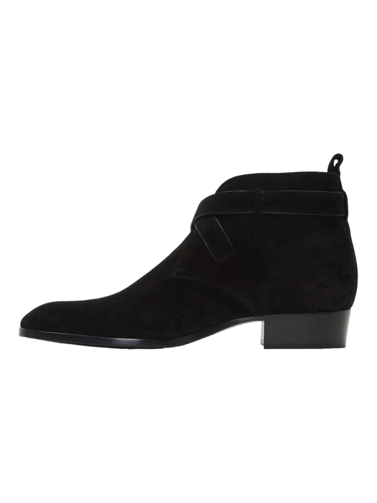 Saint Laurent Black Suede Wyatt Crossed Buckles Boots