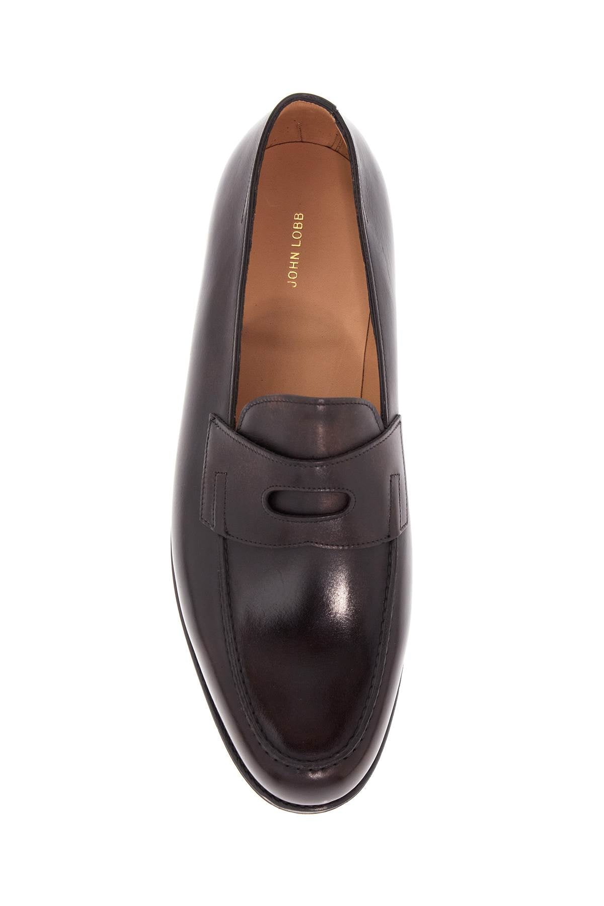 John Lobb Dark Brown Leather Oxford Shoes With Tapered Design