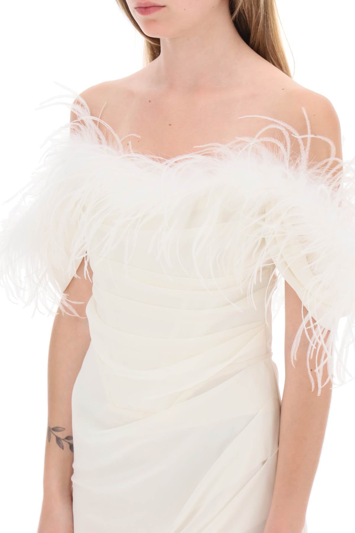 Giuseppe Di Morabito Mini Dress In Poly Georgette With Feathers