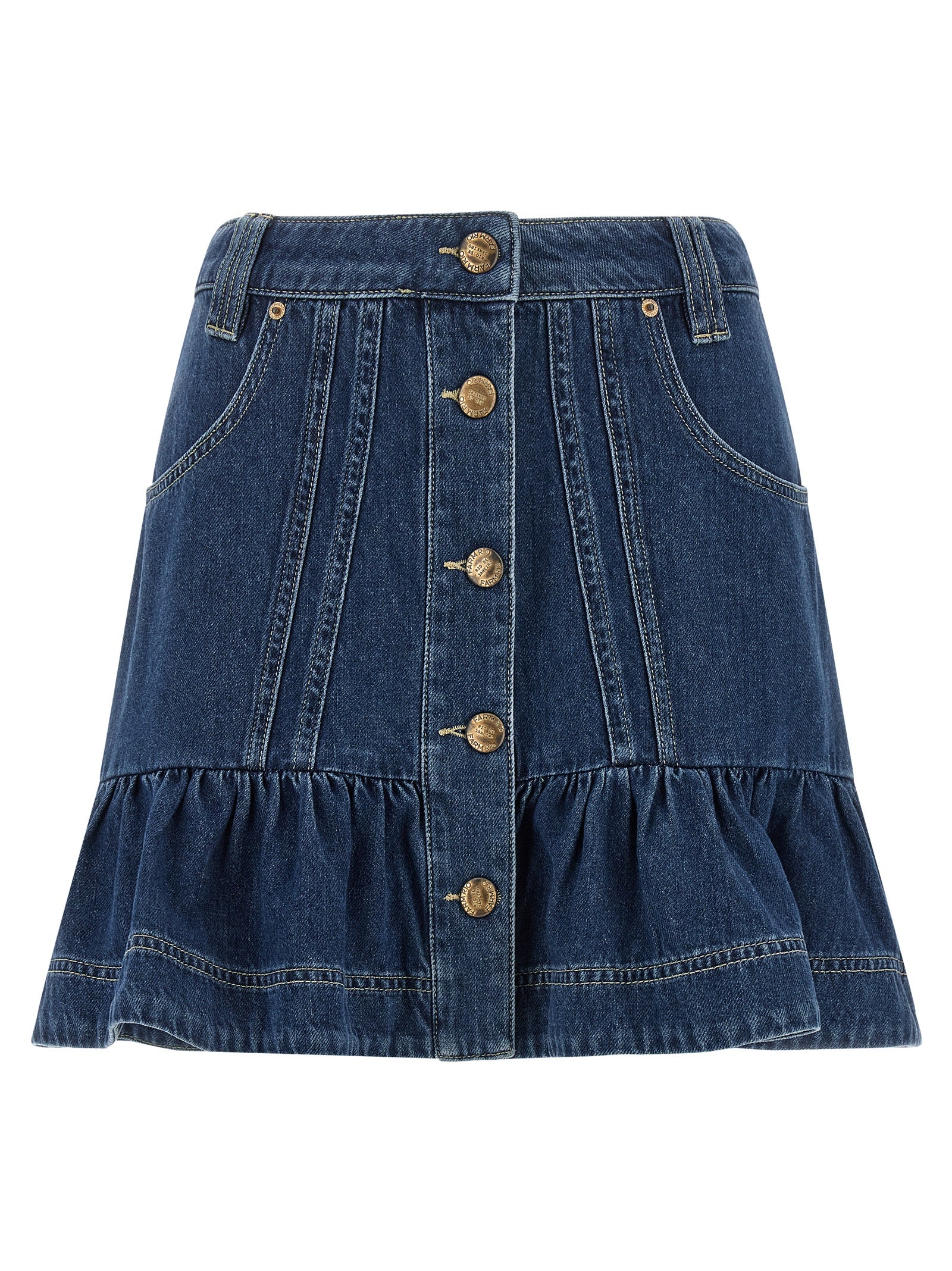 Farm Rio Denim Skirt With Flounces