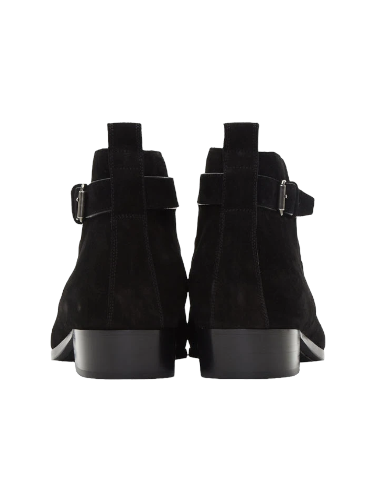 Saint Laurent Black Suede Wyatt Crossed Buckles Boots