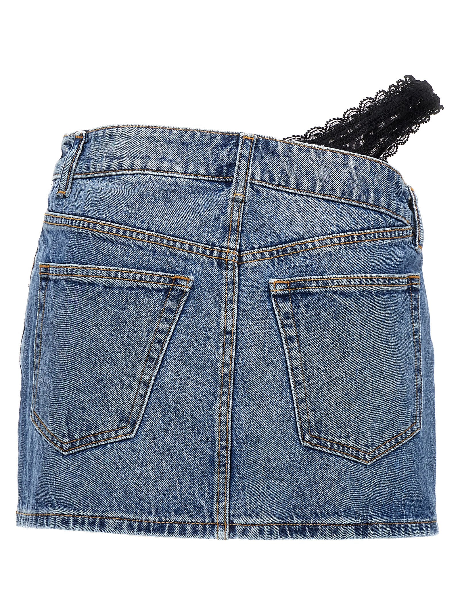 Denim X Alexander Wang 'Dip Side Lace Undie' Mini Skirt