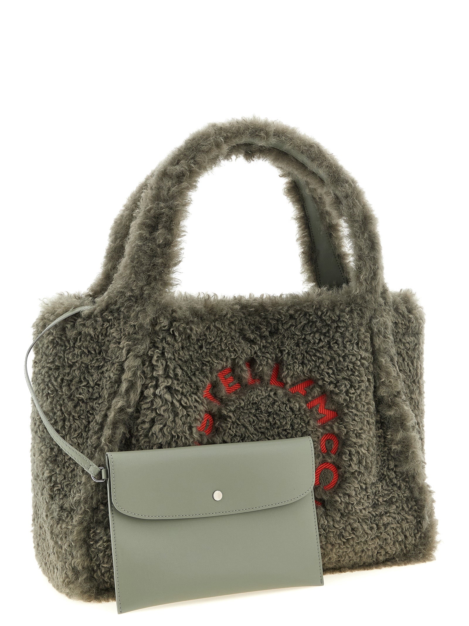 Stella Mccartney Shearling Logo Shopping Bag