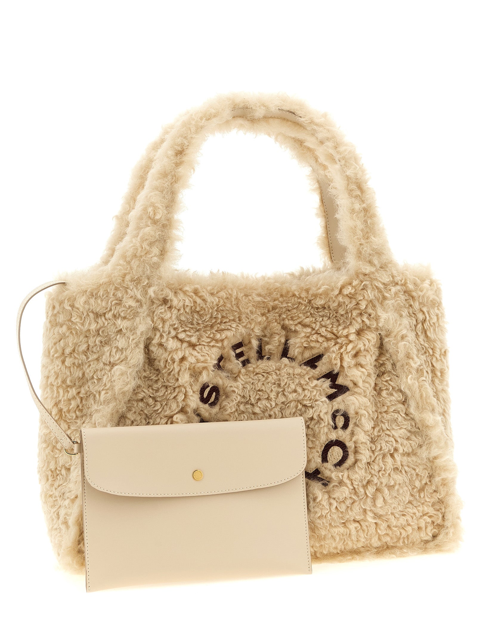 Stella Mccartney Shearling Logo Shopping Bag