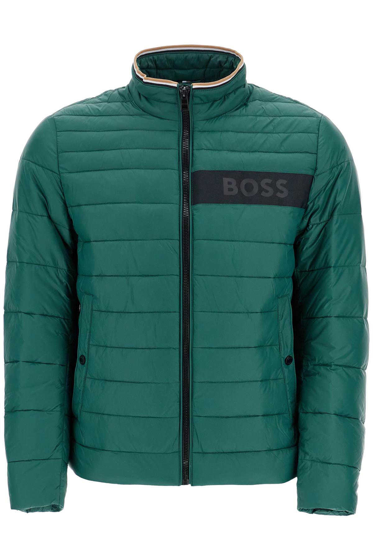 Boss Green Down Jacket With High Collar Regular Fit And Zip