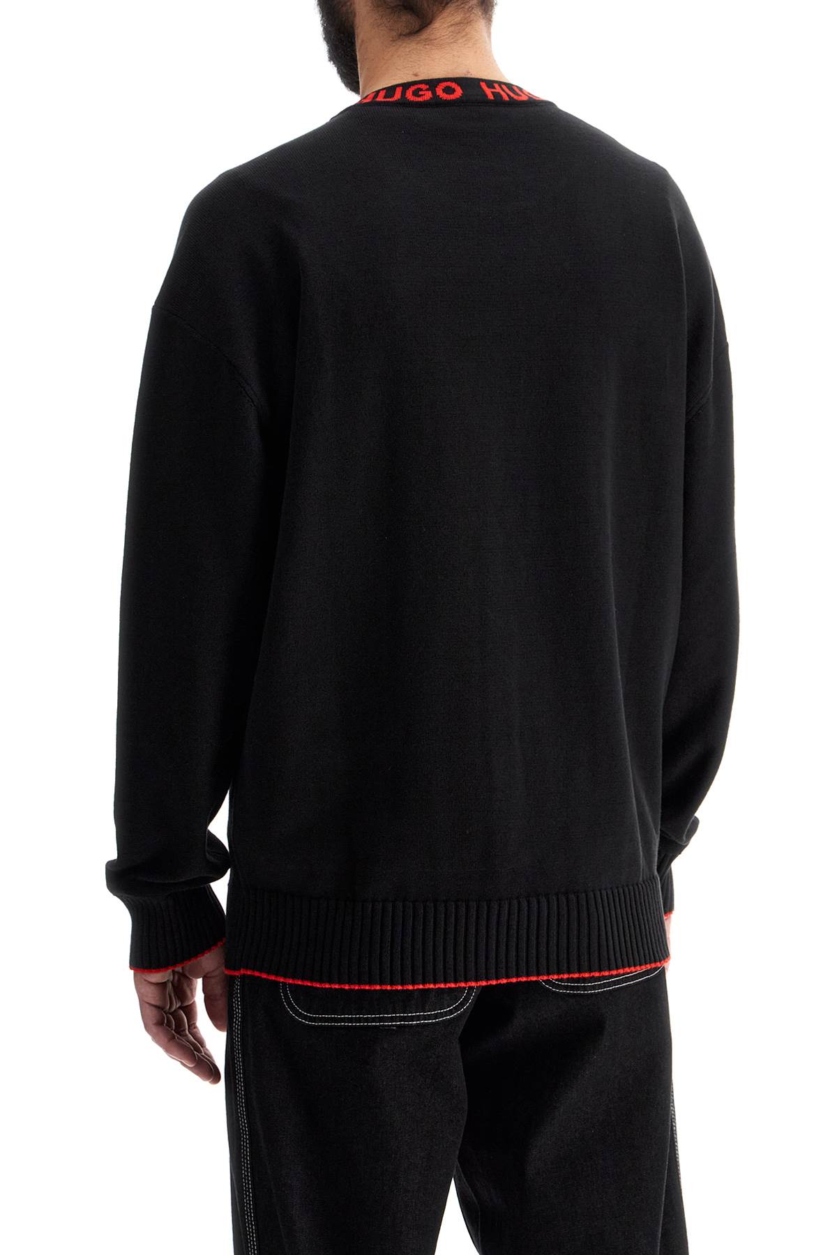 Hugo Black Wide Neck Sweatshirt Loose Fit Long Sleeve