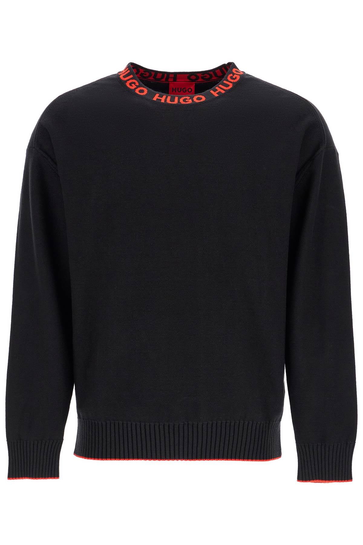 Hugo Black Wide Neck Sweatshirt Loose Fit Long Sleeve