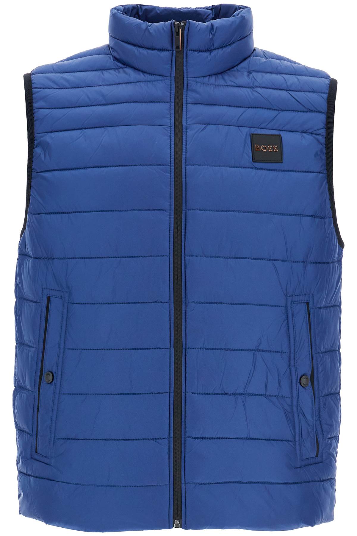 Boss Blue Striped Padded Gilet With High Collar