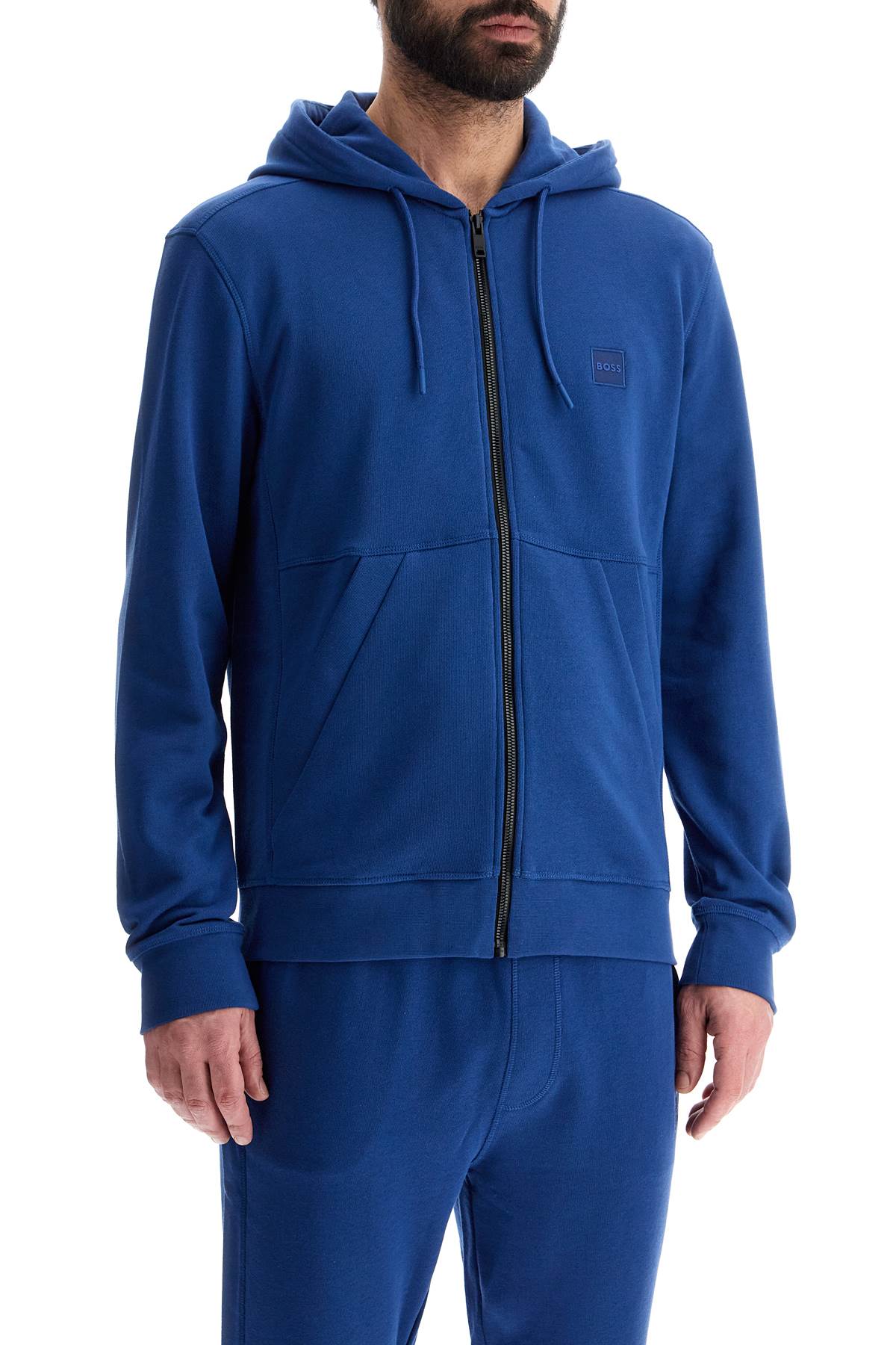 Boss Blue Regular Fit Zip Hoodie Long Sleeve