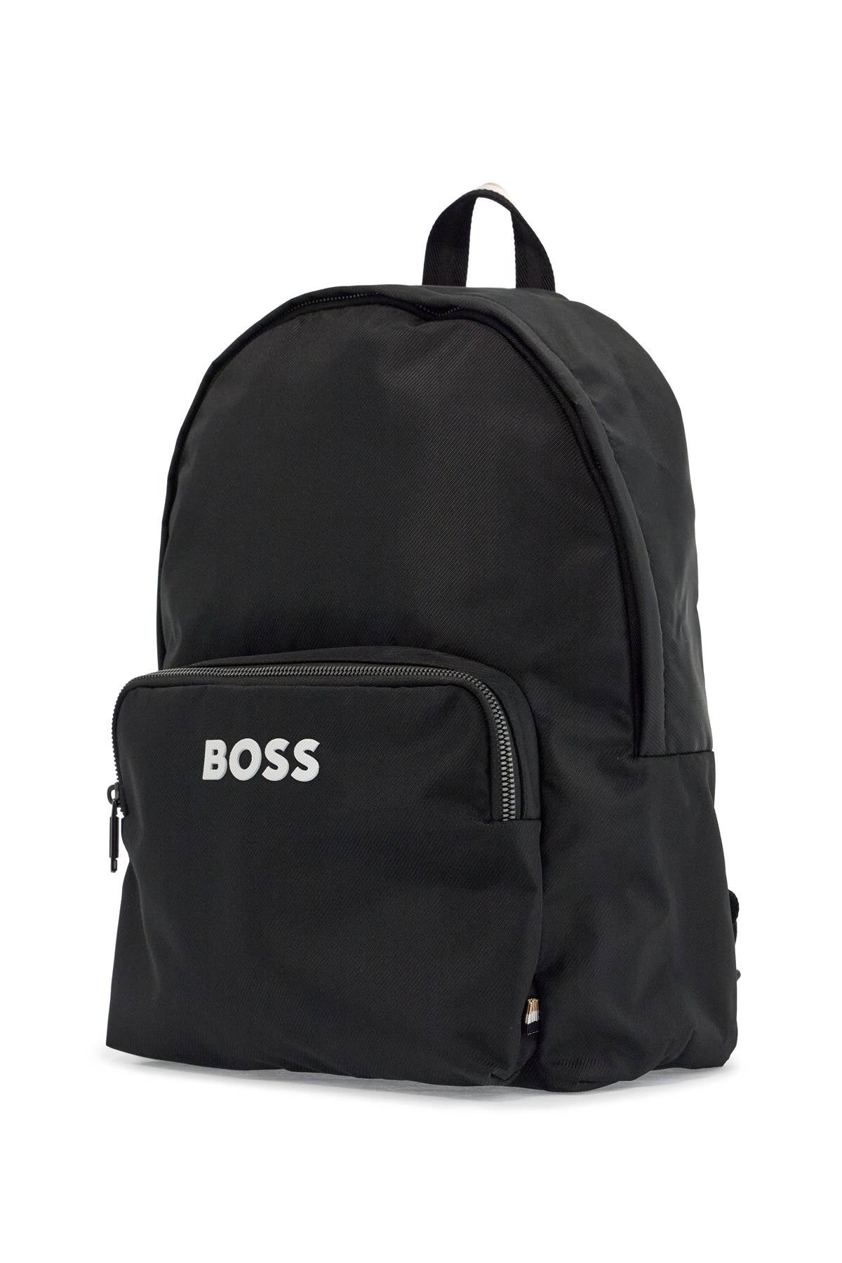 Boss Elegant And Functional Black Backpack In Rpl With Front Pocket Catch_3